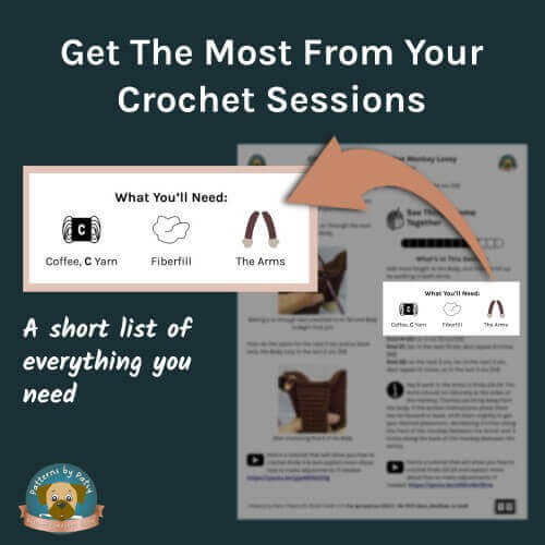 The Peaceful Progressions system highlights “What You’ll Need” before you start crocheting