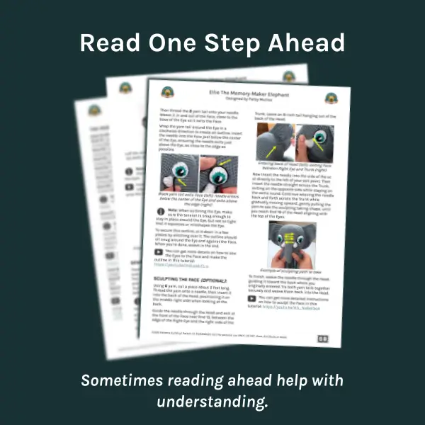 Three crochet pattern pages fanned out.