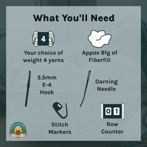 Supplies needed to crochet Charlie, my monkey lovey pattern.