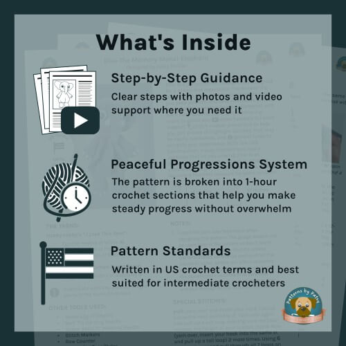 Inside Ellie, my crochet elephant lovey pattern: Low-Sew Design, Step-by-Step instructions, Photos, and Video Support.